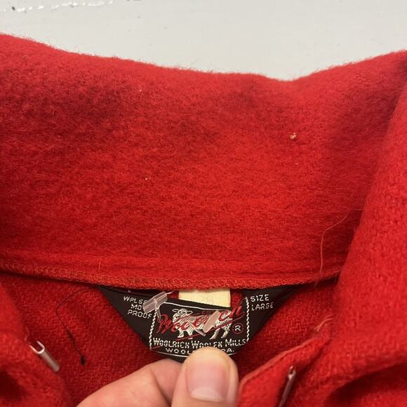 Vintage 60s Woolrich Red Wool Poncho Pullover - Picture 3 of 3